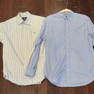 Vineyard Vines Blue and White Plaid and Solid Shirts